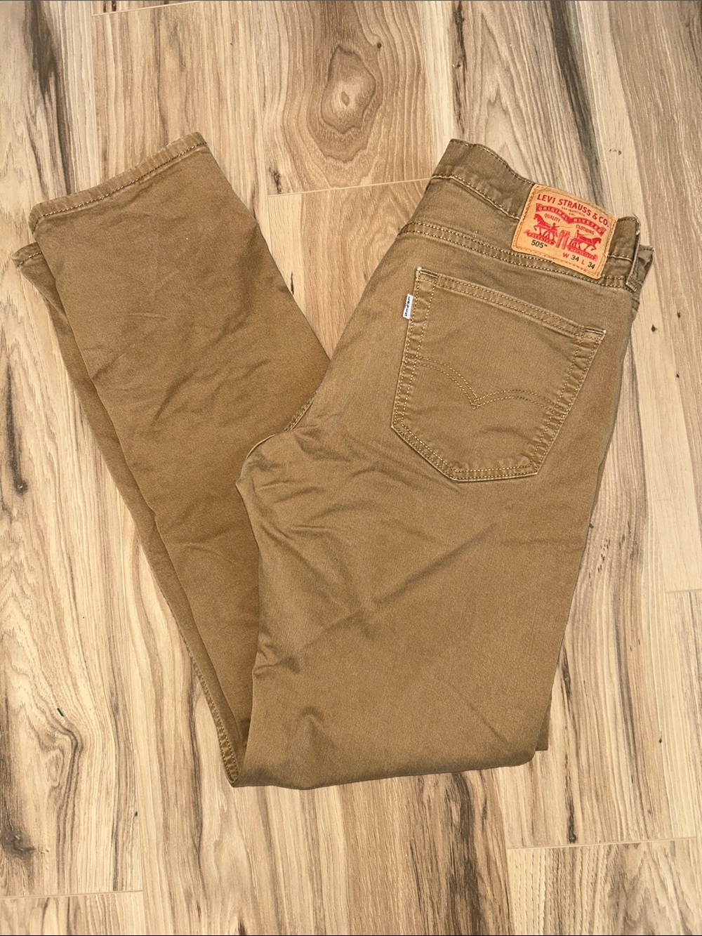 Levi's Men’s 505 Tan Straight-Leg Chinos W34 L34